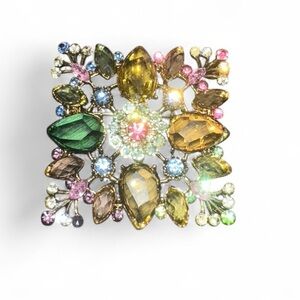Pin Art Spoontiques Multi Color Crystal Crystals Floral Flower Brooch Pin